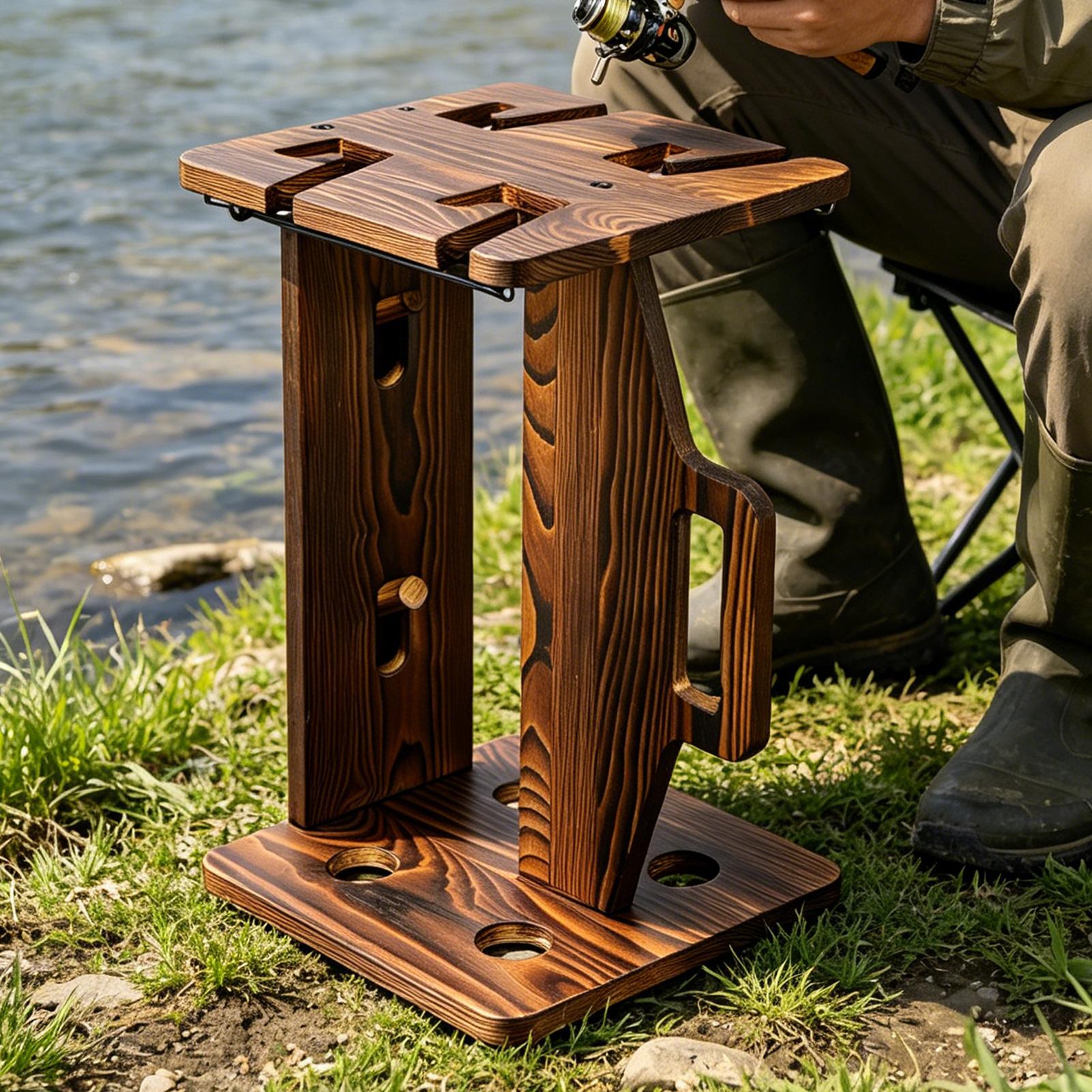 Fishing Rod Holder Wooden Port - Fishing Rod Rack reseña y precio