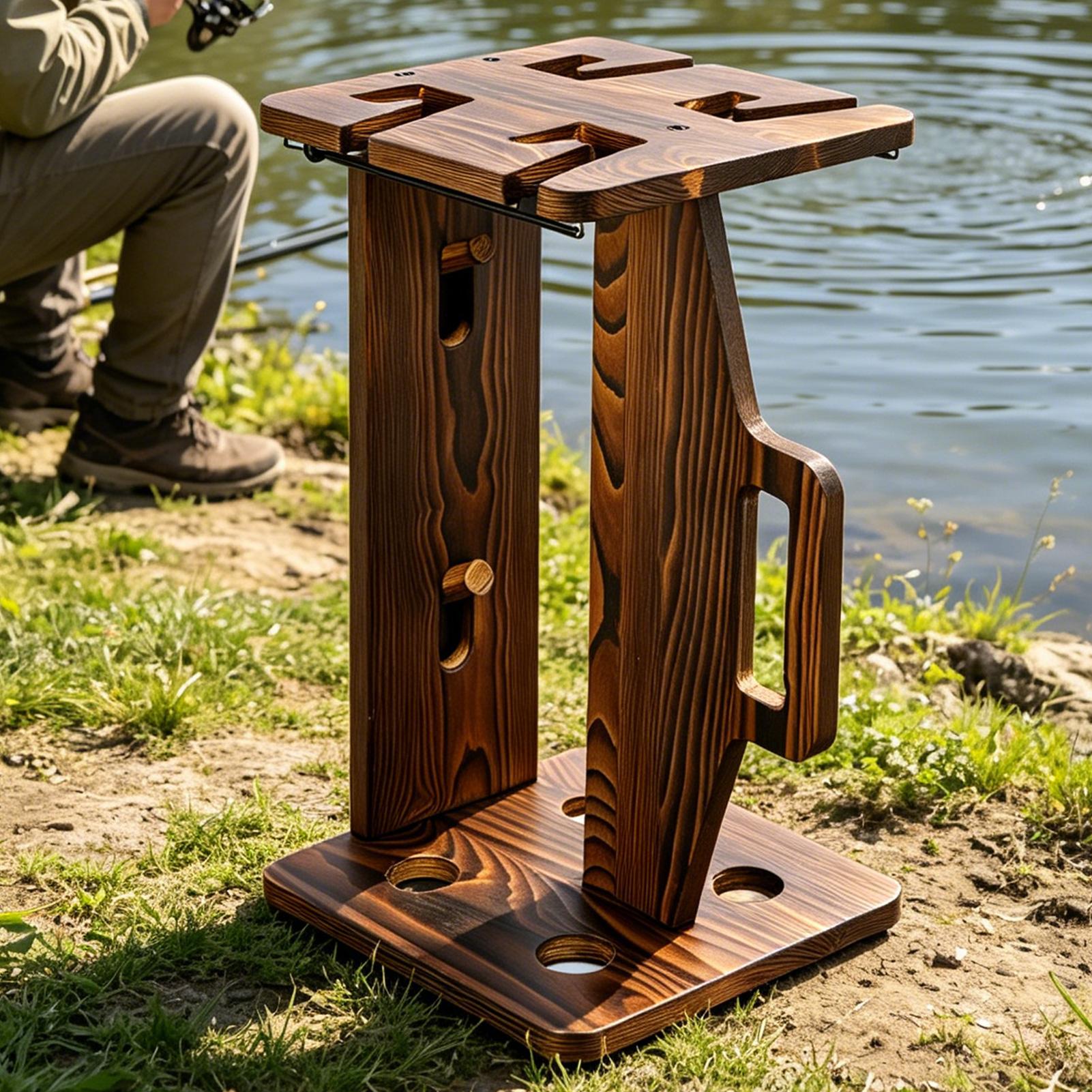 Fishing Rod Holder Wooden Port - Fishing Rod Rack reseña y precio