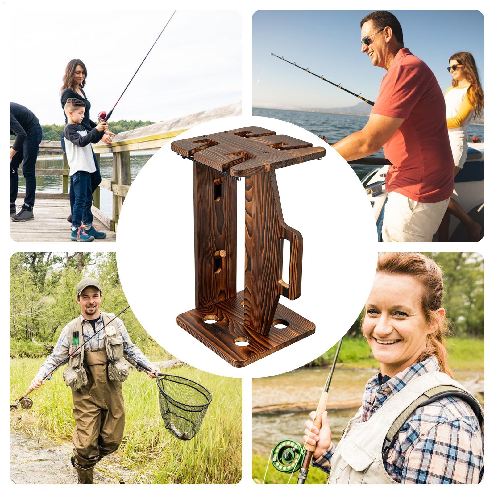 Fishing Rod Holder Wooden Port - Fishing Rod Rack reseña y precio