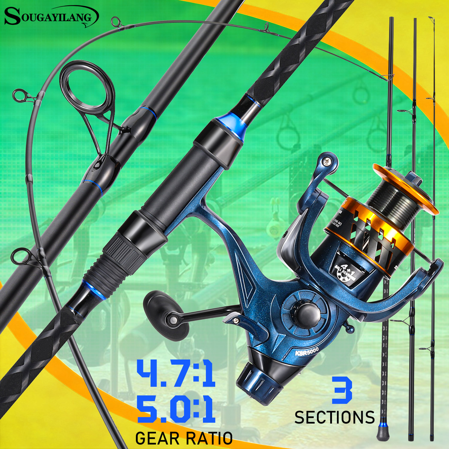 Sougayilang 3 Sections Surf Fi - Fishing Rod Spinning reseña y precio