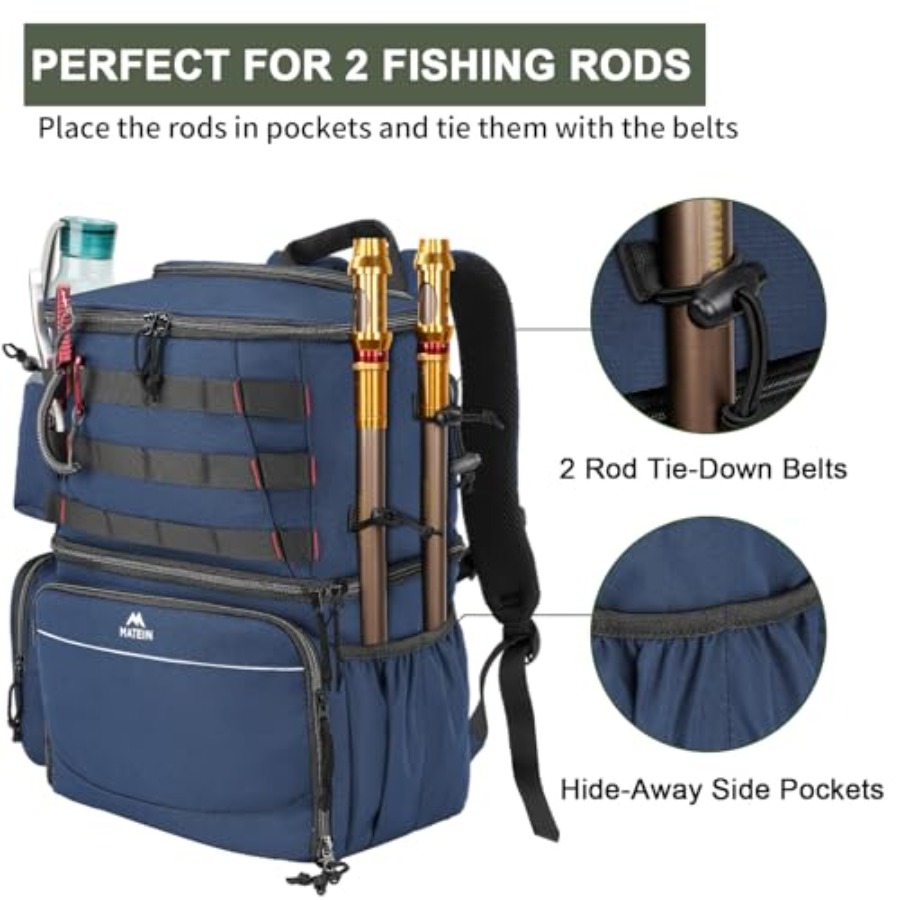 Fishing Backpack, Water Resist - Fishing Rod Holder reseña y precio
