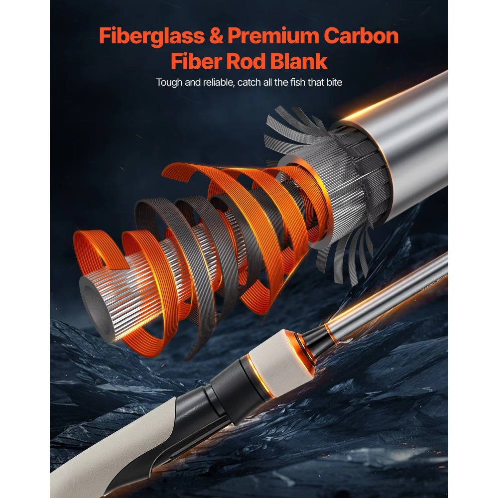 Carbon Fiber Bass Fishing Pole - Fishing Rod Combo reseña y precio