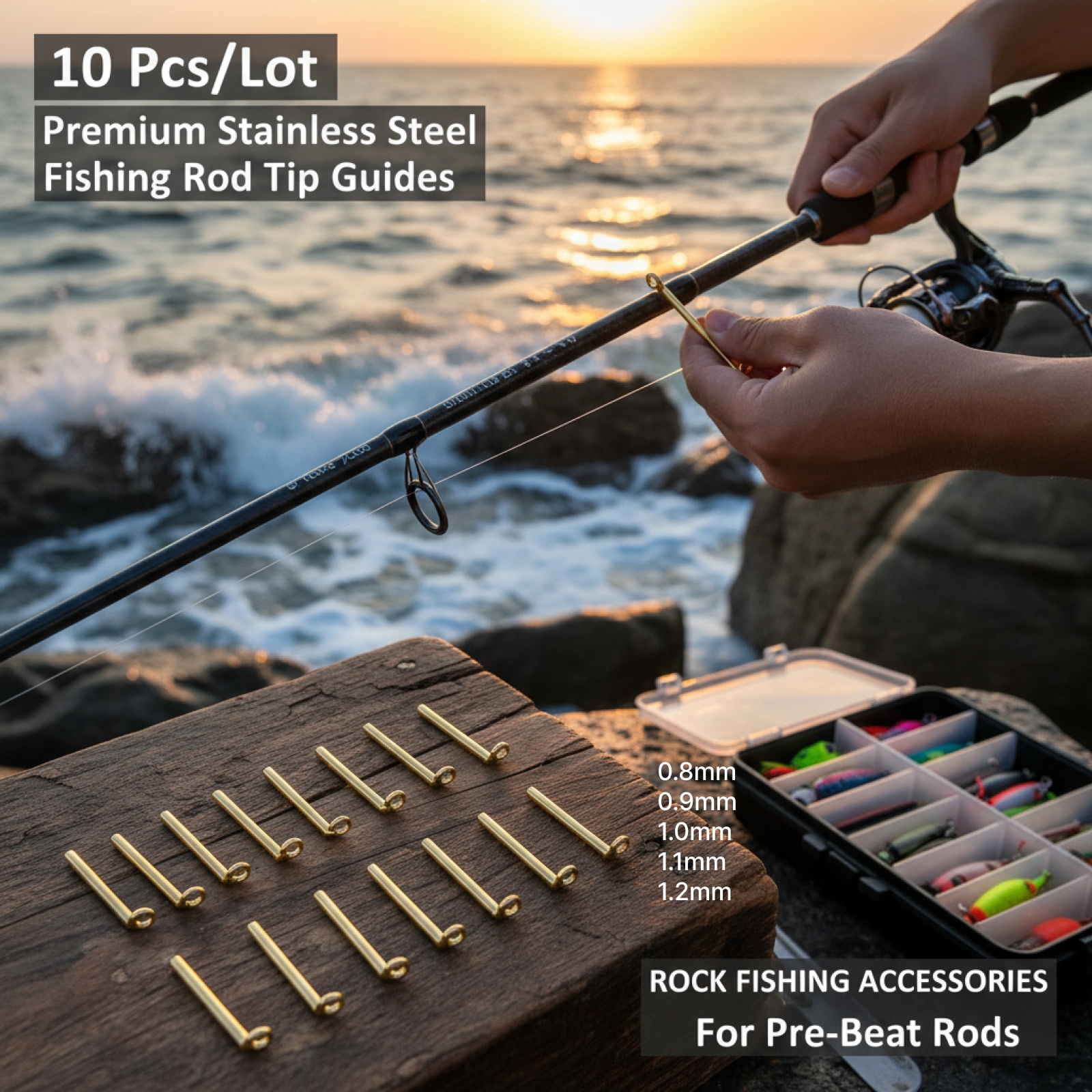 10pcs Fishing Rod Guides Tip T - Fishing Rod Guide Replacement reseña y precio