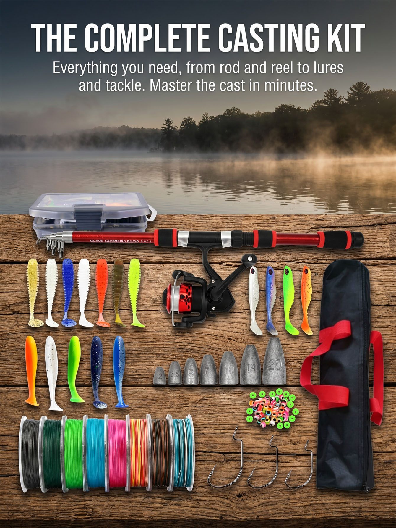 Fishing Rod Reel Combos Collap - Fishing Rod Spinning reseña y precio