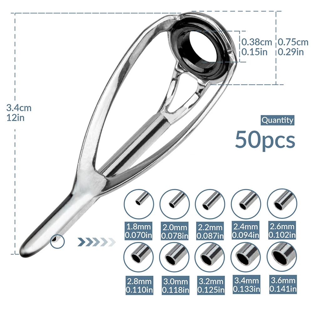 THKFISH 50pcs Fishing Rod Guid - Fishing Rod Tip Replacement reseña y precio