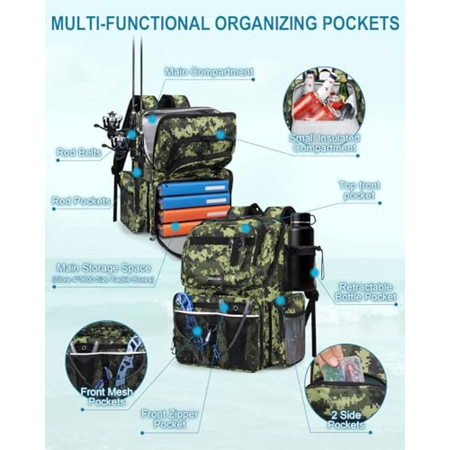 Fishing Backpack with Rod Hold - Fishing Rod Holder reseña y precio